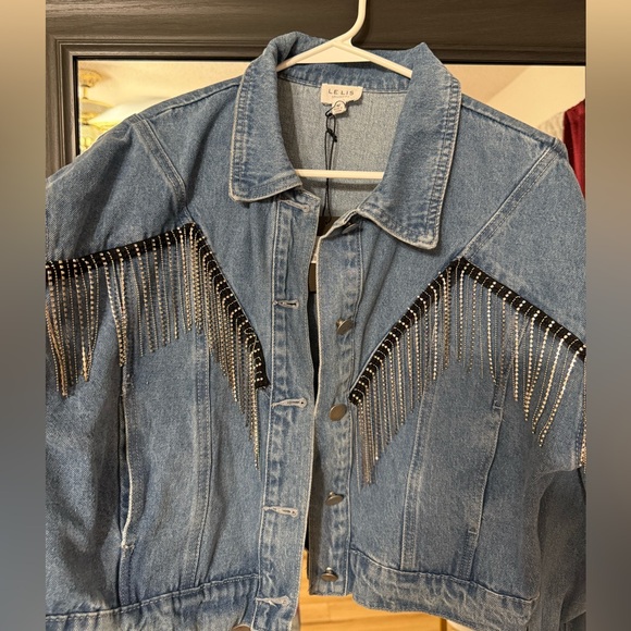 Embellish Fringe Denim Jacket - Picture 3 of 5